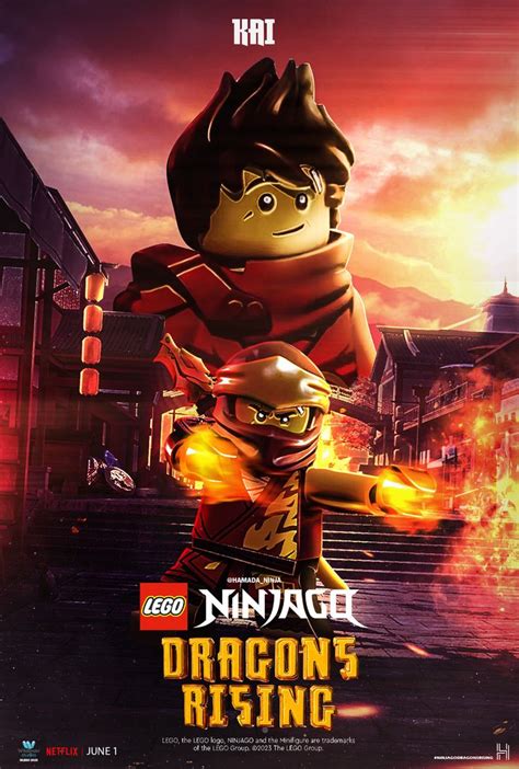 the lego movie poster for ninjage dragon's rising