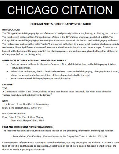 Chicago Citation - 16+ Examples, How to Write, PDF