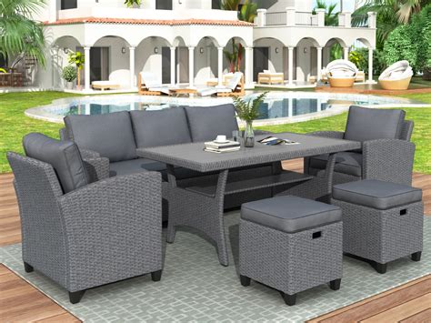 Outdoor Wicker Conversation Sets with 2 Ottoman, 2020 Upgrade 6-Piece ...