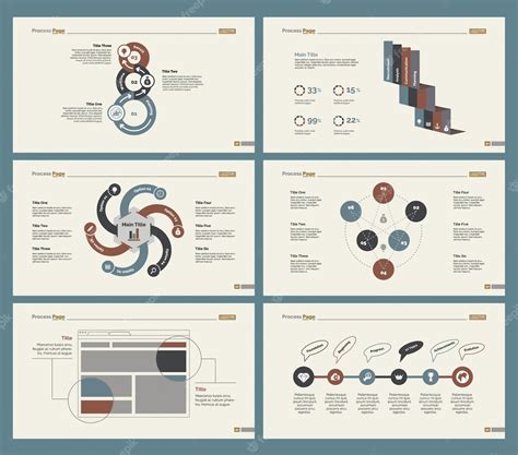 Premium Vector | Six economics charts slide templates set