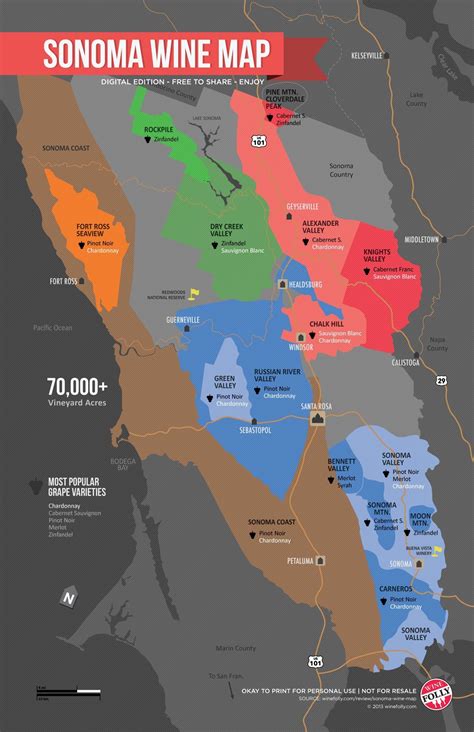 Sonoma Wine Map by Wine Folly Sonoma Wineries, Napa Valley Wineries ...