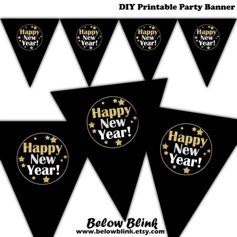 Happy New Year Banner Printable Banner New Years Party | Etsy