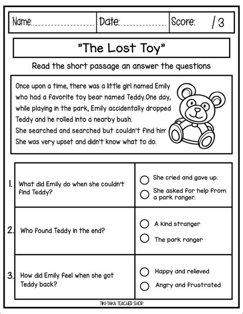 Reading Comprehension Passages - First Grade | Made By Teachers