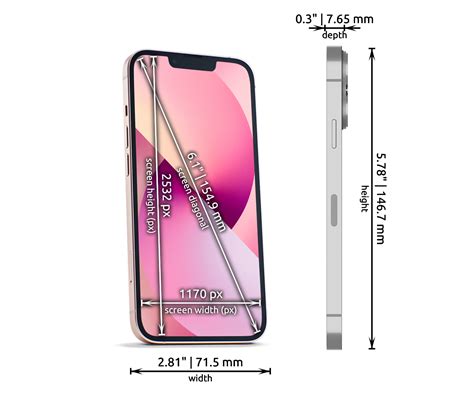 Apple iPhone 13 Dimensions - Phones Size Chart in inches and mm