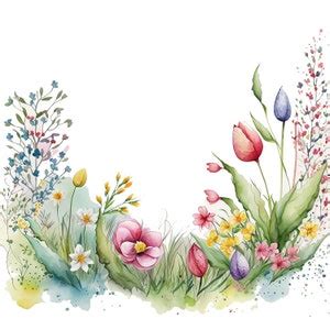 10 Watercolor Spring Border Clipart Jpgs,commercial Use,digital ...