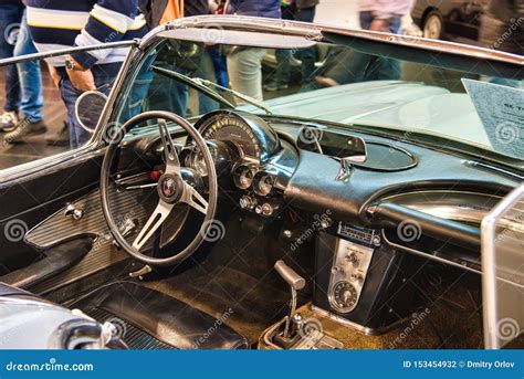 FRIEDRICHSHAFEN - MAY 2019: Interior of Silver CHEVROLET CORVETTE C1 ...