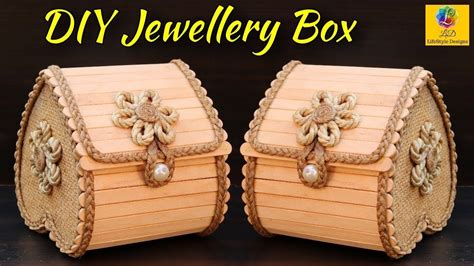 Beautiful jewelry box with Jute, Popsicle Sticks and Cardboard | DIY ...