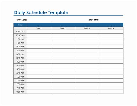 Excel Date Schedule Template - Printable Form, Templates and Letter