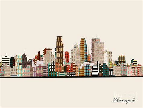 Minneapolis Skyline Painting by Bri Buckley - Pixels