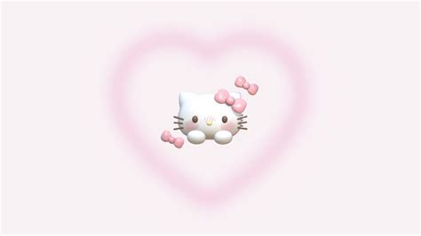 a hello kitty wallpaper with pink bows on it's head and ears in the ...