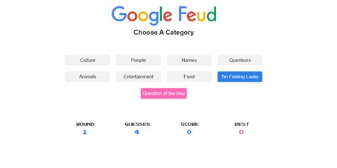 Play Google Feud : Unblocked, Categories Game