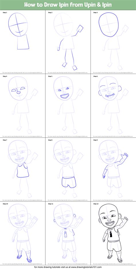 How to Draw Ipin from Upin & Ipin printable step by step drawing sheet ...