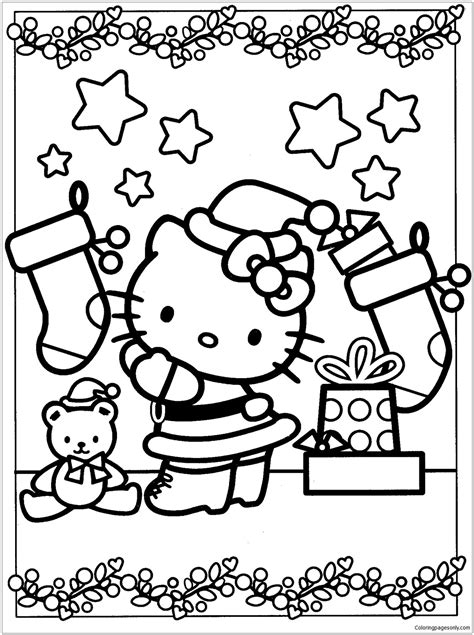 Hello Kitty Christmas 4 Coloring Page - Free Printable Coloring Pages