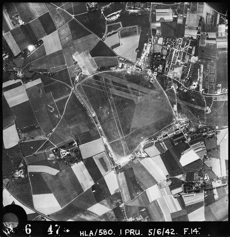 Aerial photograph of Manston airfield looking south the technical site ...