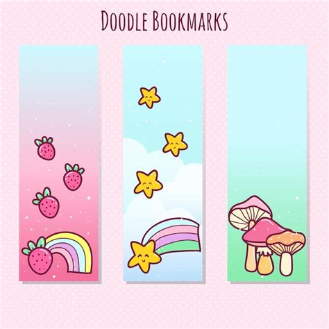 Premium Vector | Hand drawn kawaii doodle bookmarks