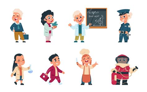 Premium Vector | Kids professions. Cartoon cute children dressed in ...