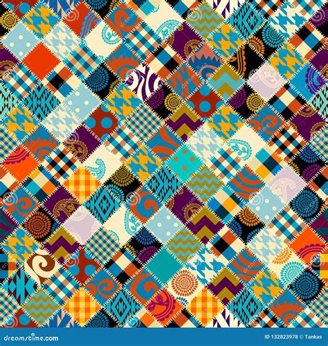 Patchwork Textile Pattern. Seamless Quilting Design Background. Stock ...