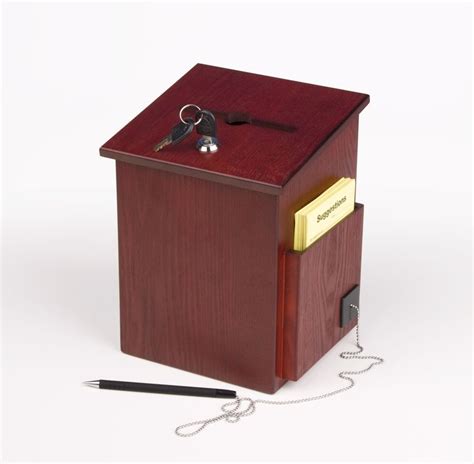 Wooden Ballot Box w/ Side Pocket, Pen & Lock, Wall or Countertop - Red ...