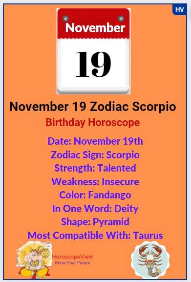 November 19 Zodiac Sign Scorpio Astrology Predictions