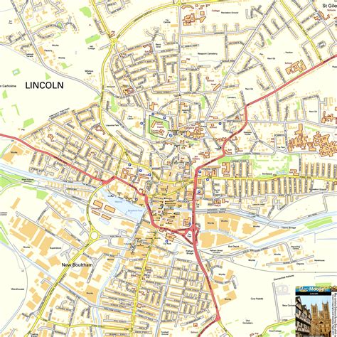 Lincoln Offline Street Map, including Cathedral Quarter, Castle, Steep ...