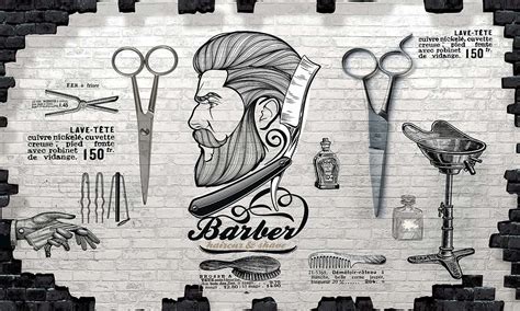 3D Vintage Barber Shop Wallpaper - Magic Decor