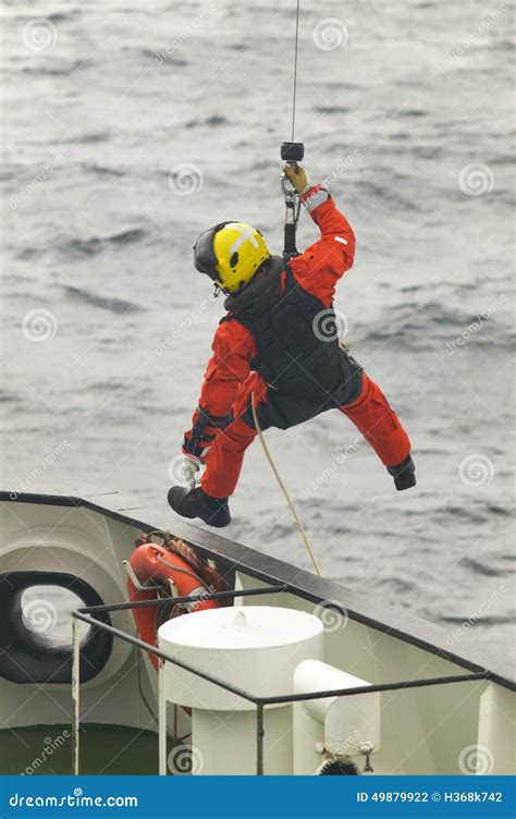 Coastguard Rescue Team in Action. Scotland Stock Photo - Image of ocean ...