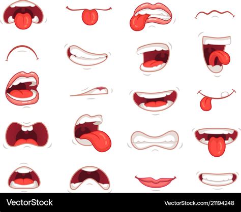 Funny mouths facial expressions cartoon lips Vector Image