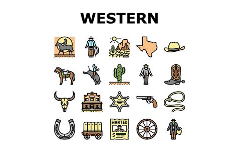 Western Cowboy and Sheriff Man Icons Set Graphic by stockvectorwin ...