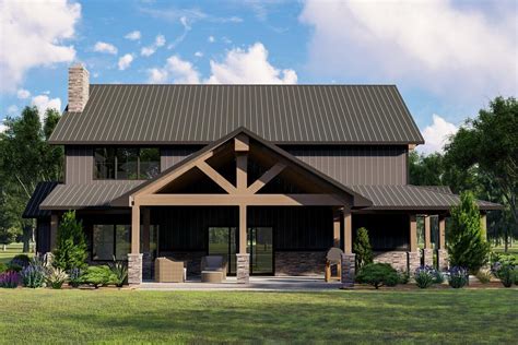 Plan 135047GRA: Barndominium with Wraparound Porch and 2-Story Living ...