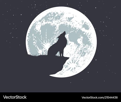 Lonely wolf howling to full moon Royalty Free Vector Image