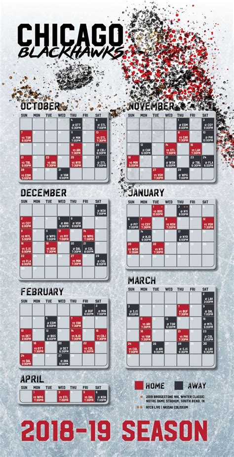 Chicago Blackhawks 2018/2019 Schedule | Chicago, Chicago blackhawks ...