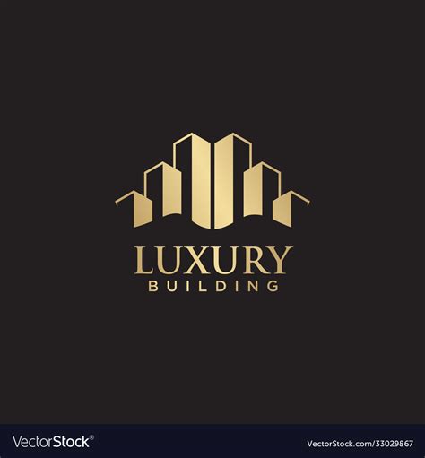 Luxury building logo design with gold color Vector Image