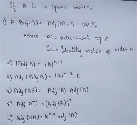 Explain properties of the adjoint of a square matrix - Maths - Matrices ...