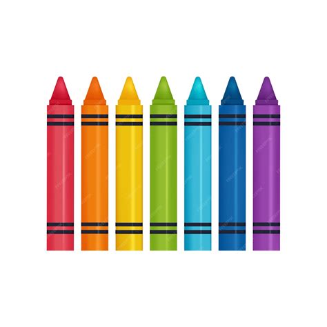 Premium Vector | Set of crayons contains seven rainbow colors. Vector ...