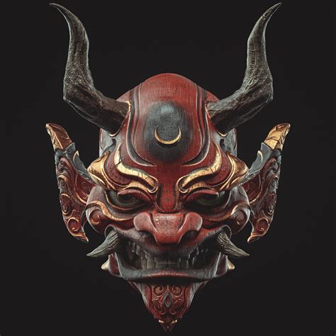 ArtStation - Oni Mask , Jacques Leyreloup Japanese Demon Mask, Japanese ...