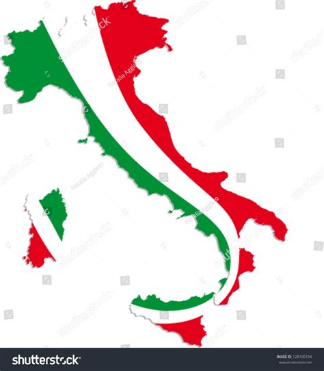 Vector Italy With Italian Flag Colors - 128100194 : Shutterstock