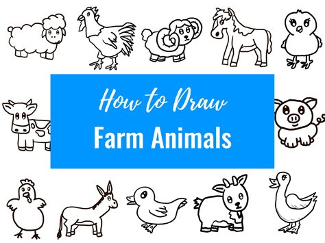 Farm Animals 12 Printable How to Draw Pages Instructadoodle Animals ...