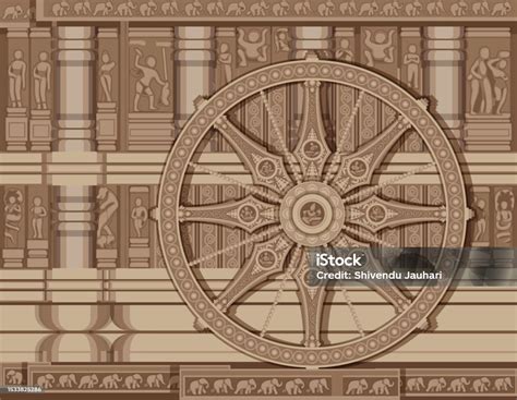 Konark Wheel Sun Temple Odisha Icon Stock Illustration - Download Image ...