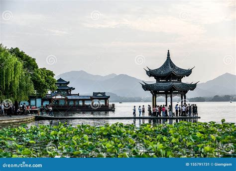 HANGZHOU, CHINA JUNE 08, 2018 : the Beautiful Landscape Scenery of Xihu ...