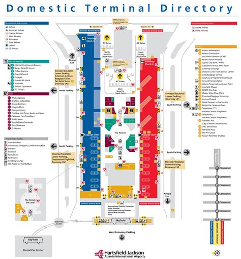 Atlanta airport main terminal map - Ontheworldmap.com