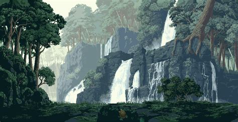 Pixel Art Animation | 8-Bit Waterfall Scene