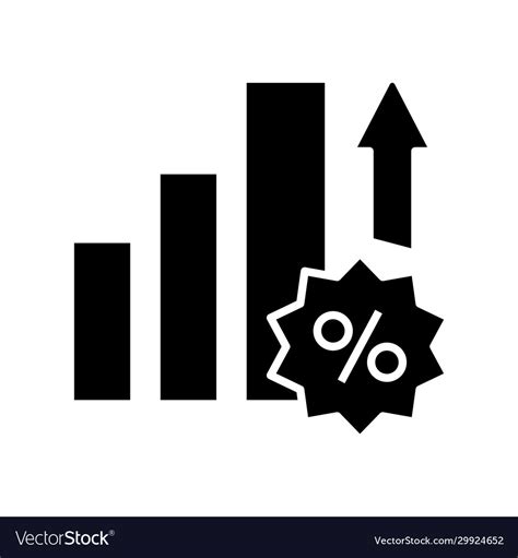 Interest rate increase black icon concept Vector Image