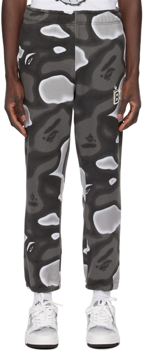 BAPE: Black Liquid Camo BAPE STA Sweatpants | SSENSE