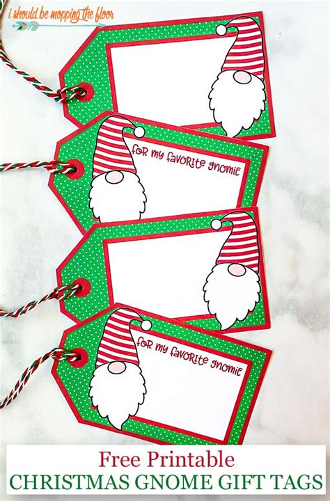 Free Printable Christmas Gnomes Gift Tags | i should be mopping the floor