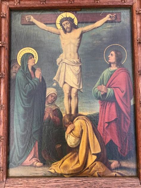 Stunning Gothic Painting 12th Station Crucifixion 'Jesus Dies on the ...