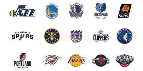 Western Conference Northwest Nba Bascketball League Club Logo Set ...