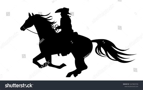 Cowboy Riding Horse Silhouette Vector Illustration Stock Vector ...