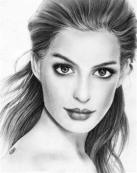 Anne Hathaway Pencil Portrait by Melissamalone.deviantart.com on ...