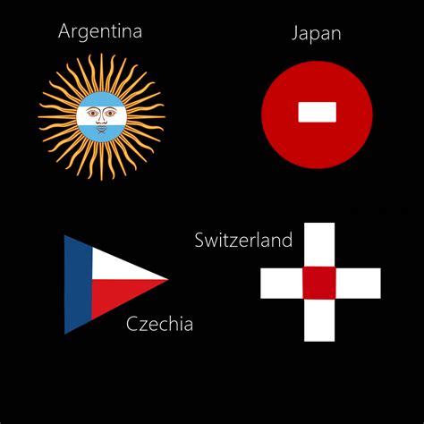 Country flag shapes reversed with the symbols on it : vexillology