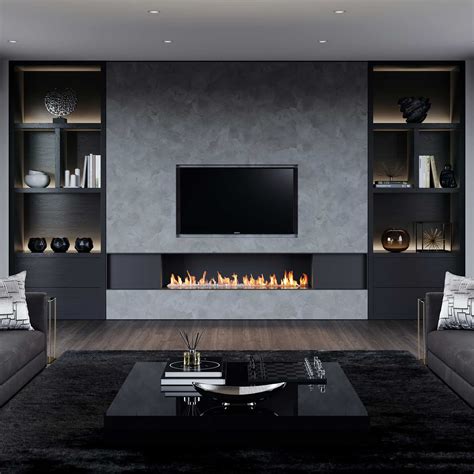 Modern Fireplace Wall Living Room Tile